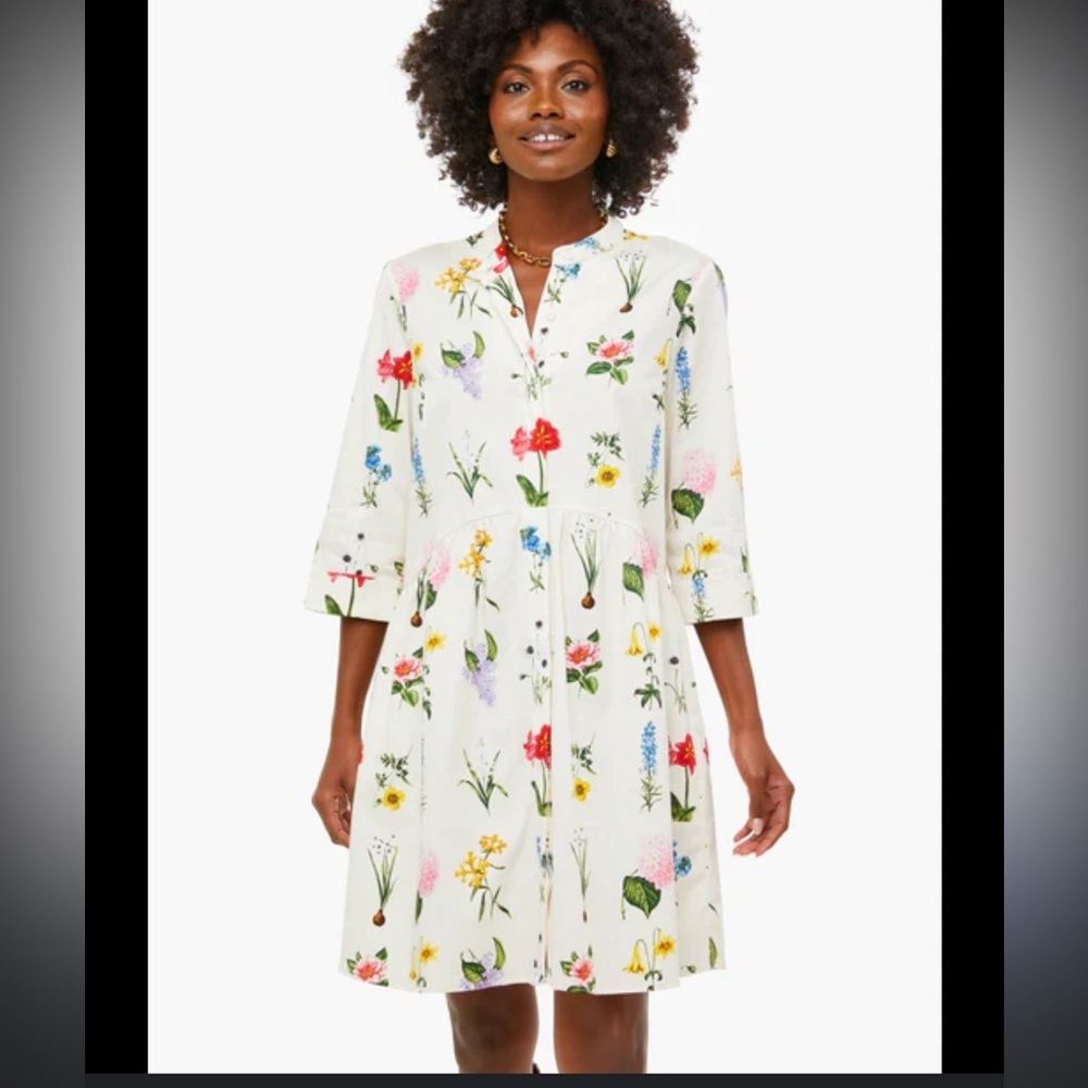 Tuckernuck Fresh Buds Royal Cotton floral Shirt Dress. Size XXS. Retail $188